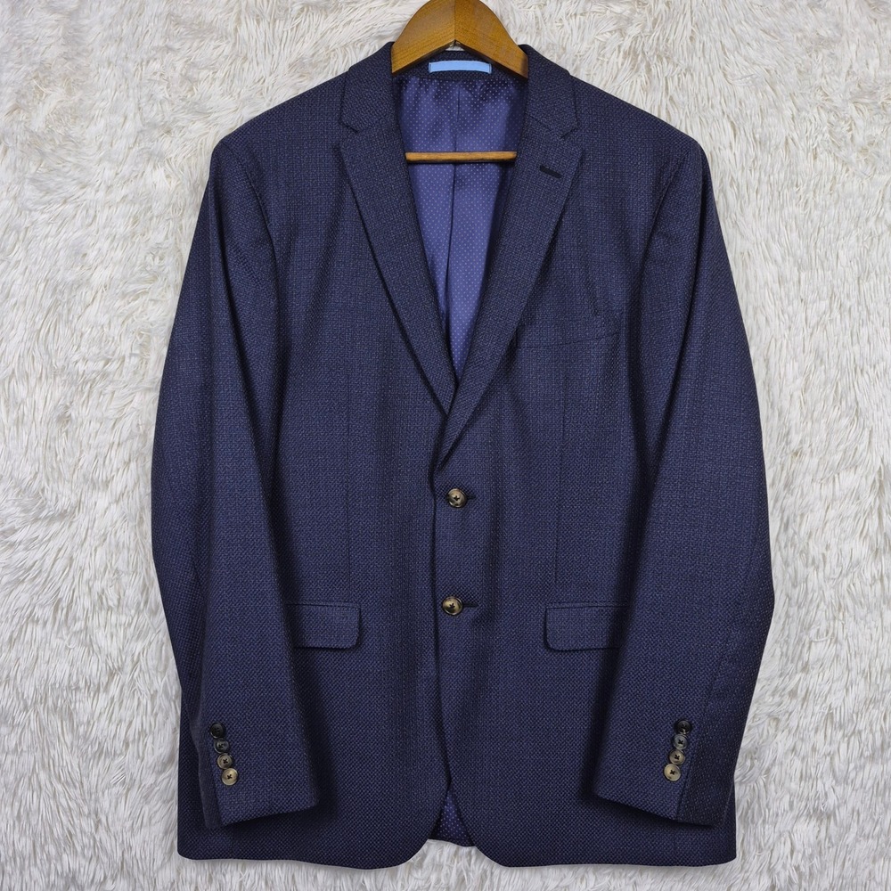 Sand Copenhagen Mens Navy Blue Marzotto Virgin Wool Blazer Basketweave 42R